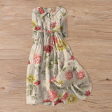 GETADME 조절 가능한 허리 드레스, 여성 여름 휴가 스타일 벨트 허리 턴다운 칼라가 있는 플로럴 프린트 A라인 미디 드레스