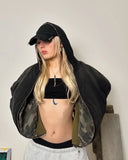 Getadme  American Camouflage double-sided Plush Hood Jacket Men Women New Street Coat Y2K Hip Hop Baseball Uniform Couple Casual Hoodie