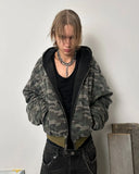 Getadme  American Camouflage double-sided Plush Hood Jacket Men Women New Street Coat Y2K Hip Hop Baseball Uniform Couple Casual Hoodie