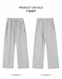 GETADME American Floral Lazy Pants Women's Autumn Winter New Women Personalized Simple INS Thickened High Waist Straight Wide Leg Pants