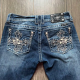 GETADME American Harajuku Gothic Y2K Heavy Industry Washed Blue Embroidered Pattern Jeans Women's Autumn Street Trend Slim Flared Jeans