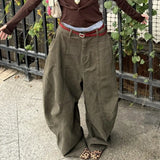 GETADME 미국 하이 스트리트 워시드 디스트레스드 스트릿 배기 진 여성 Y2K 레트로 핫 걸 루즈 캐주얼 하이 웨이스트 와이드 레그 진