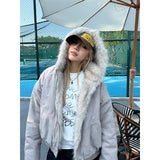 Veste à capuche rétro américaine Getadme pour femme, style streetwear Y2K, hiver, en velours épais et chaud, coupe ample et décontractée, style Harajuku.