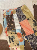 GETADME American Vintage Hiphop Floral Patchwork Pants Y2k E-Girl High Waist Bell Bottom Jeans Summer New Loose Flare  Women