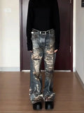 GETADME American Wasteland Street Y2K Printed Washed Baggy Jeans Woman High Street Retro Hot Girl Loose Casual High Waist Straight Jeans