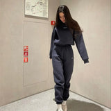 GETADME Autumn And Winter New Casual Sports Women's Suit Fashion Solid Color Simple Warm Pants Hoodie Female 2 Piece Set 2024