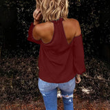 GETADME Autumn Halter Off Shoulder White Shirt Women Elegant Commuting Tops Fashion Casual V Neck Long Sleeve Blouses