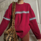 Getadme Autumn Knitted Jumpers O Neck Long Sleeve Pullovers Preppy Style Vintage Striped Sweater Women Harajuku Korean Streetwear