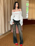 GETADME Autumn Korean Fashion Slim 3-piece Set Women High Street Y2k Long Sleeve Solid Square Sling Top + Chic High Waist Thin Skirt New