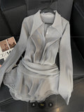 GETADME Autumn Korean Party Ballet Core Vintage Mini Long Sleeve Chiffon Shirts Dress Women Old Money Frocks One-Piece Evening Prom Gown