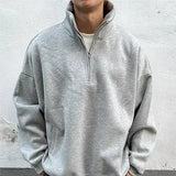 GETADME Autumn Men's Half Zipper Design Sweatshirts 2024 New Y2K Vintage Stand Collar Pullover Hoodies Korean Fashion Casual Tracksuit
