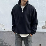 GETADME Autumn Men's Half Zipper Design Sweatshirts 2024 New Y2K Vintage Stand Collar Pullover Hoodies Korean Fashion Casual Tracksuit