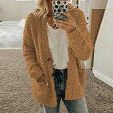 GETADME Autumn Soft Long Coat Women Jumper Pull Femme Loose Knitted Ladies Outerwear Outerwear Buttons Cardigan Coat Sweater Clothing