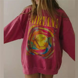 GETADME Autumn Trend Women's Hoodie Multicolour Cartoon Printing Pullovers Long Sleeves Tops Loose Sweatshirt O-neck Girl's Y2k Clothes