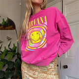 GETADME Autumn Trend Women's Hoodie Multicolour Cartoon Printing Pullovers Long Sleeves Tops Loose Sweatshirt O-neck Girl's Y2k Clothes