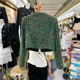 GETADME Autumn Winter 2025 Sqaure Neck Tweed Jacket Women Vintage Elegant Small Fragrant Short Coat French Style Chic Fashion Tops