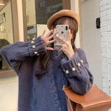 GETADME Autumn/Winter New Fashionable Retro Solid Color Thick Loose High Quality Sweater Casual Versatile Elegant Knitted Women's Top