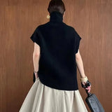 GETADME Autumn/Winter New High Neck Women Sweater High Quality Casual Fashion Sleeveless Zipper Undershirt Bottoming Basic Knit Tops