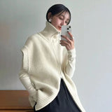 GETADME Autumn/Winter New High Neck Women Sweater High Quality Casual Fashion Sleeveless Zipper Undershirt Bottoming Basic Knit Tops