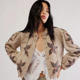 GETADME Autumn Winter Printing Jacket O Neck Single Breasted Coat Long Sleeve Casual Outerwear 2025 New Bohemian High Street Lady Coats