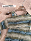 GETADME Autumn Winter Woman Vintage Y2k Jerseys Sweater Long Sleeve Slash Neck Striped Pullovers Gyaru Knitwears 2000s Aesthetic Jumper