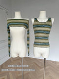 GETADME Autumn Winter Woman Vintage Y2k Jerseys Sweater Long Sleeve Slash Neck Striped Pullovers Gyaru Knitwears 2000s Aesthetic Jumper