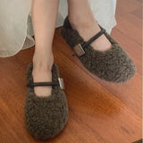 Chaussures plates GETADME automne-hiver pour femmes, rembourrées en coton, style rétro tendance, confortables et à semelle souple.