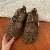 Chaussures plates GETADME automne-hiver pour femmes, rembourrées en coton, style rétro tendance, confortables et à semelle souple.