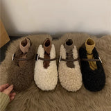 Chaussures plates GETADME automne-hiver pour femmes, rembourrées en coton, style rétro tendance, confortables et à semelle souple.