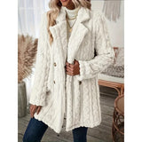 GETADME Autumn Winter Women Elegant Solid Color Fuzzy Lapel Coat Warm Casual Soft Zipper Jacket Plush Overcoat Female Fluffy Outwear