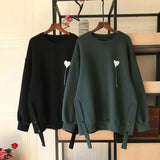 GETADME Autumn Winter Women Trendy Print Streetwear Oversize Fleece Thick Sweatshirts Y2K Female Casual O Neck Long Sleeve Pullover Tops