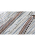 GETADME Autumn Women Vintage Preppy Style 2000s Aesthetic Striped Shirts With Tie Design Long Sleeve Blouses Crop Tops Y2k Streetwear