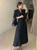 GETADME 가을 여성 더블 브레스트 우아한 블레이저 드레스 긴팔 캐주얼 오피스 레이디스 A라인 베스디시 페미니즘 패션 의류 신상품