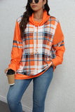 Sweat-shirt à capuche à carreaux imprimé grande taille pour femme, automne-hiver GETADME, style décontracté et simple.