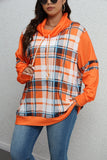 Sweat-shirt à capuche à carreaux imprimé grande taille pour femme, automne-hiver GETADME, style décontracté et simple.