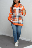 Sweat-shirt à capuche à carreaux imprimé grande taille pour femme, automne-hiver GETADME, style décontracté et simple.