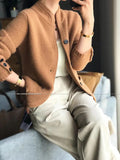 Getadme Autumn winter new thickened 100% pure sweater loose knit base sweater jacket cashmere cardigan women stand neck sweater