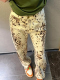 Jean baggy à jambes larges GETADME pour femme, taille haute, imprimé léopard rétro, style streetwear Y2K, pantalon en denim vintage