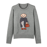 GETADME Bear Knit Sweater Autumn Winter Women Knitted Pullover Long Sleeve O-neck Warm RL Tops Coat Cashmere Lauren's Knitwear Clothing