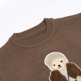 GETADME Bear Knit Sweater Autumn Winter Women Knitted Pullover Long Sleeve O-neck Warm RL Tops Coat Cashmere Lauren's Knitwear Clothing