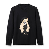 GETADME Bear Knit Sweater Autumn Winter Women Knitted Pullover Long Sleeve O-neck Warm RL Tops Coat Cashmere Lauren's Knitwear Clothing
