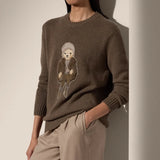 GETADME Bear Knit Sweater Autumn Winter Women Knitted Pullover Long Sleeve O-neck Warm RL Tops Coat Cashmere Lauren's Knitwear Clothing
