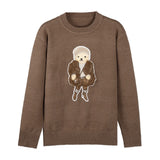 GETADME Bear Knit Sweater Autumn Winter Women Knitted Pullover Long Sleeve O-neck Warm RL Tops Coat Cashmere Lauren's Knitwear Clothing