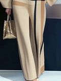 GETADME Beautyblue Women Loose Trousers Striped Pants 2025 New Casual Loose Wide Leg Elastic Waist Bottoms Fashion Female Office Commute