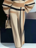 GETADME Beautyblue Women Loose Trousers Striped Pants 2025 New Casual Loose Wide Leg Elastic Waist Bottoms Fashion Female Office Commute