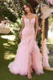 GETADME Bella Baby Pink Prom Dresses Lace Appliques Tulle Mermaid Wedding Dress Customized Sleeveless Floor-Length Vestidos De Fiesta