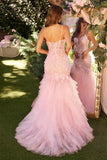 GETADME Bella Baby Pink Prom Dresses Lace Appliques Tulle Mermaid Wedding Dress Customized Sleeveless Floor-Length Vestidos De Fiesta