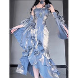 GETADME Blue Rose Lolita Fishtail Dress with Exquisite Design for Elegant Goddess - like and Mature Ladies' Birthday.