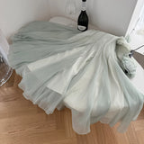 Getadme Bomon French Elegant Princess Fairy Women's Long Dress Mint Green Skirt Swing Evening Dress Casual Romantic Fashion Waist Dress