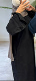 GETADME Bowknot Decorations Corduroy Abaya Muslim Women Dress, O Neck Side Pockets, Warm Loose Modest Islam Hijabi Robe, Ramadan, Autumn